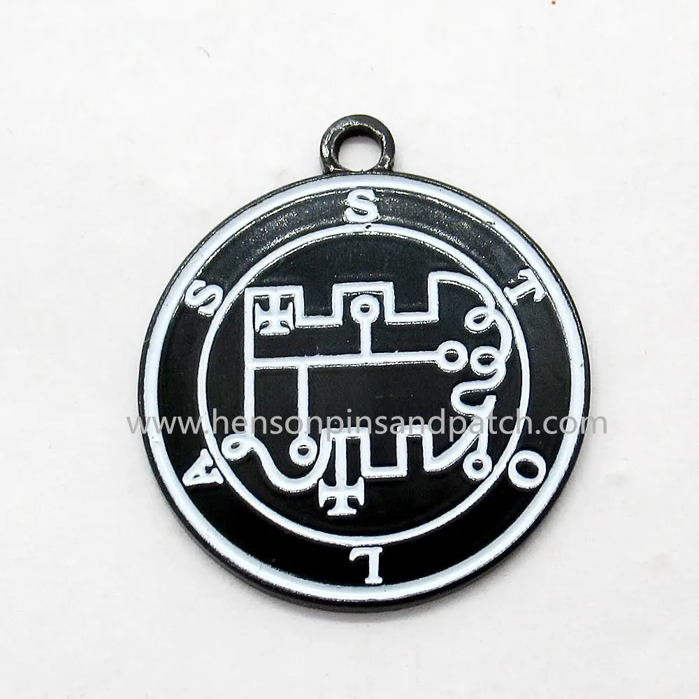 

Customized metal soft enamel black round charm