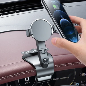Alloy Car Phone Holder With Parking Number Plate 1200-Degree Rotation Holder For Phone Auto Multi-Fu
