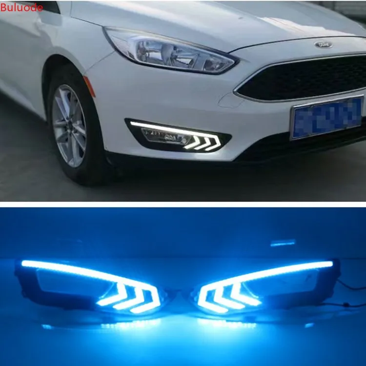 2PCS For Ford Focus 3 mk3 2015 2016 2017 2018 Turn signal and dimming style Relay 12V LED Car DRL daytime running light Fog lamp