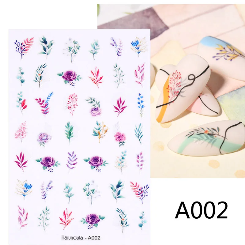 

1pc Summer Abstract Stripe Lines Rendering 3D Nail Sticker Flower Leaves Sliders Transfer Decals For Nails DIY Design Decoration