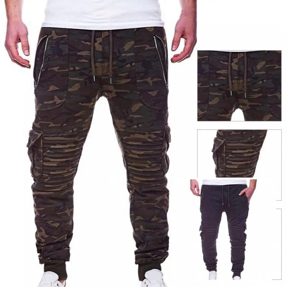 

Men Sweatpants Multi Pockets Fit Soft Wear Resistant Autumn Trousers Men Trousers for Going Out