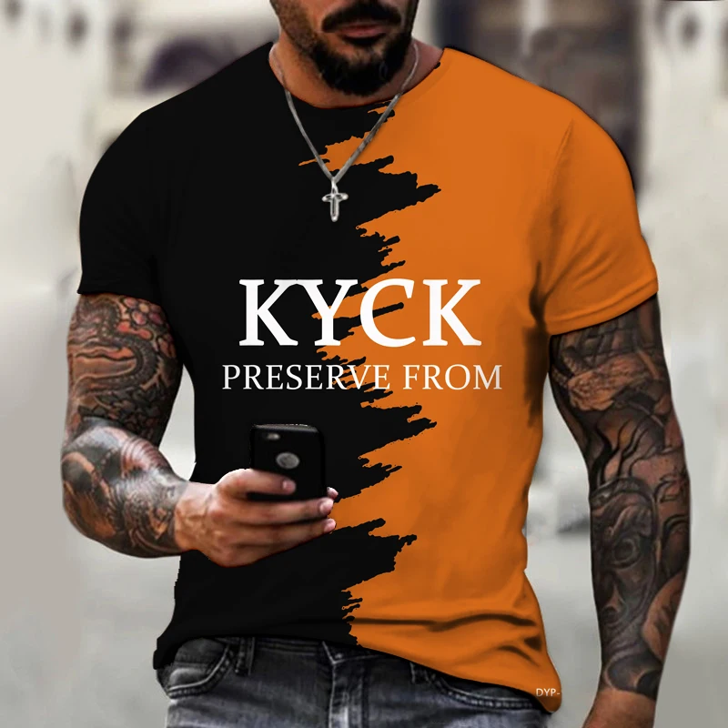 

Fashionable Men's 3D Printing Men's T-shirt Hip Hop Letter Street Style Fashion Casual Oversized Loose Breathable Shirt