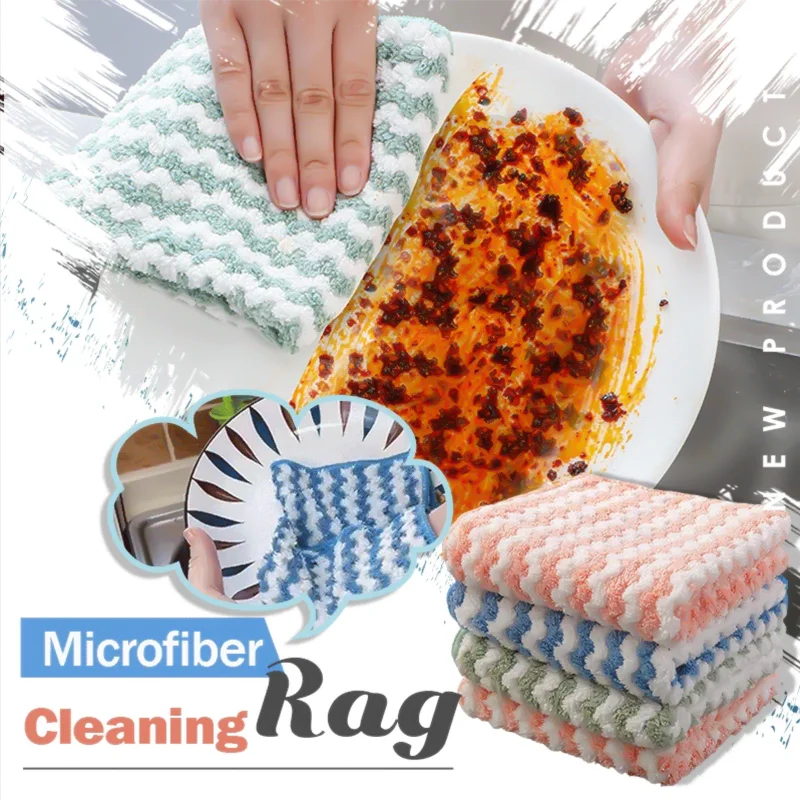 

Microfiber Cleaning Rag Super Absorbent Coral Fleece Cloth Scouring Towel Pad Multifunction for Kitchen Dishes Cleaning MC889