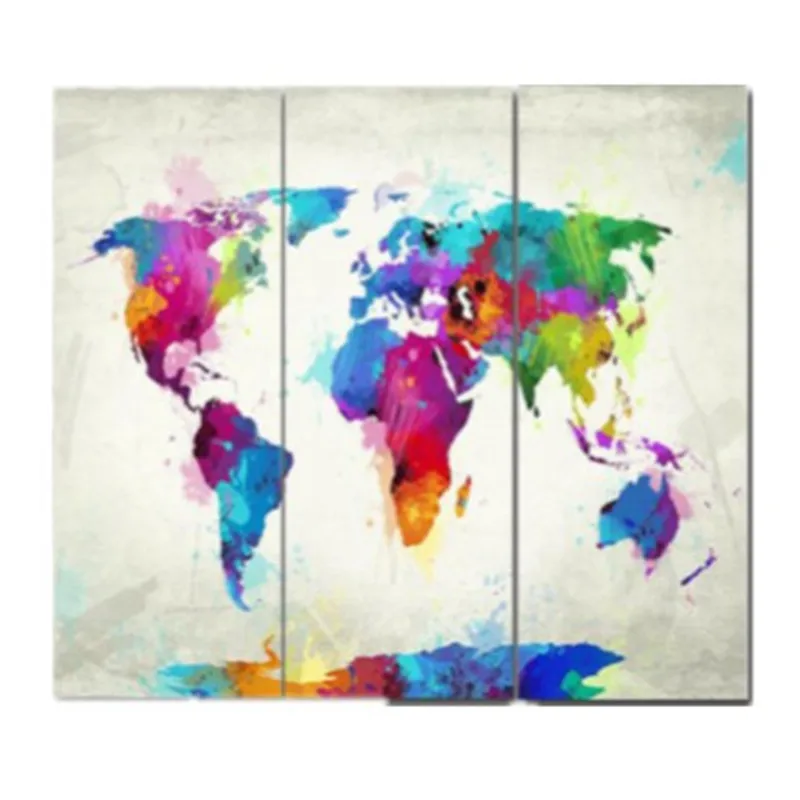 

Fashion Printed Canvas Print Painting Colorful World Map Home Decoration Wall Art Canvas Pictures Living Room Home Decoration