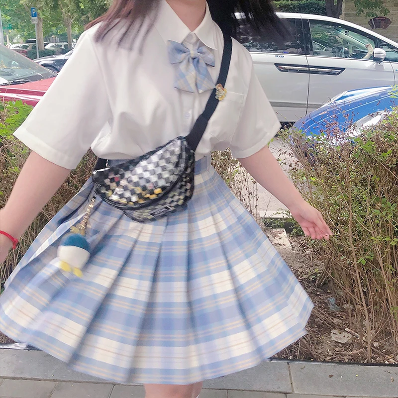 [Icecream] летние плиссированные юбки с высокой талией для девочек клетчатые женская
