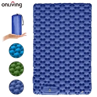 onliving double camping sleeping mat self inflatable outdoor extra wide sleeping pad nylon tup protable air mattress bed hiking