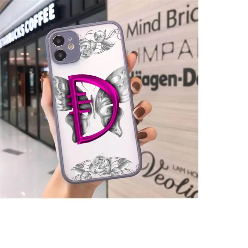 

Custom 26 letters art design Phone Cases matte transparent For iphone 7 8 11 12 plus mini x xs xr pro max luxury brand cover