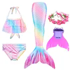 Детский костюм Русалочки, праздничный купальник принцессы с хвостом и моноластом для косплея, костюм для девочек на день рождения