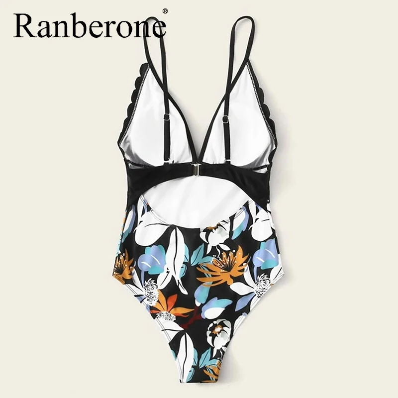 2020 Sexy Ruffle Swimwear Women Deep-V Bathing Suits One Piece Swimsuit Push Up Beach Wear Back Buckle Women Sports Swim Suit