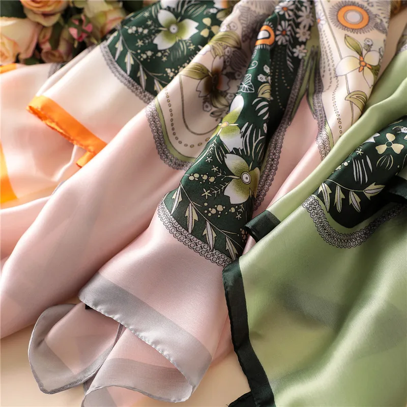 Длинный шелковый шарф женский роскошный брендовый дизайнерский платок с