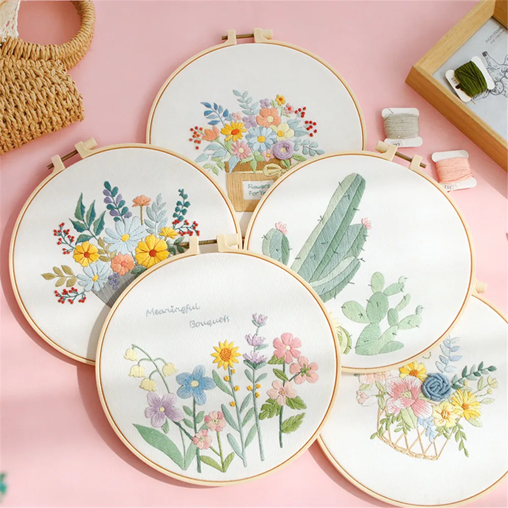 Merry Christmas Embroidery Kit DIY Cross Stitch Set for Beginner Flowers Pattern Printed Sewing Art Craft Painting Home Decor | Дом и сад