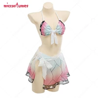 haikyuu swimsuit kochou shinobu cosplay costume woman two piece bikini anime swimsuit set halter neck swimwear bathing suit
