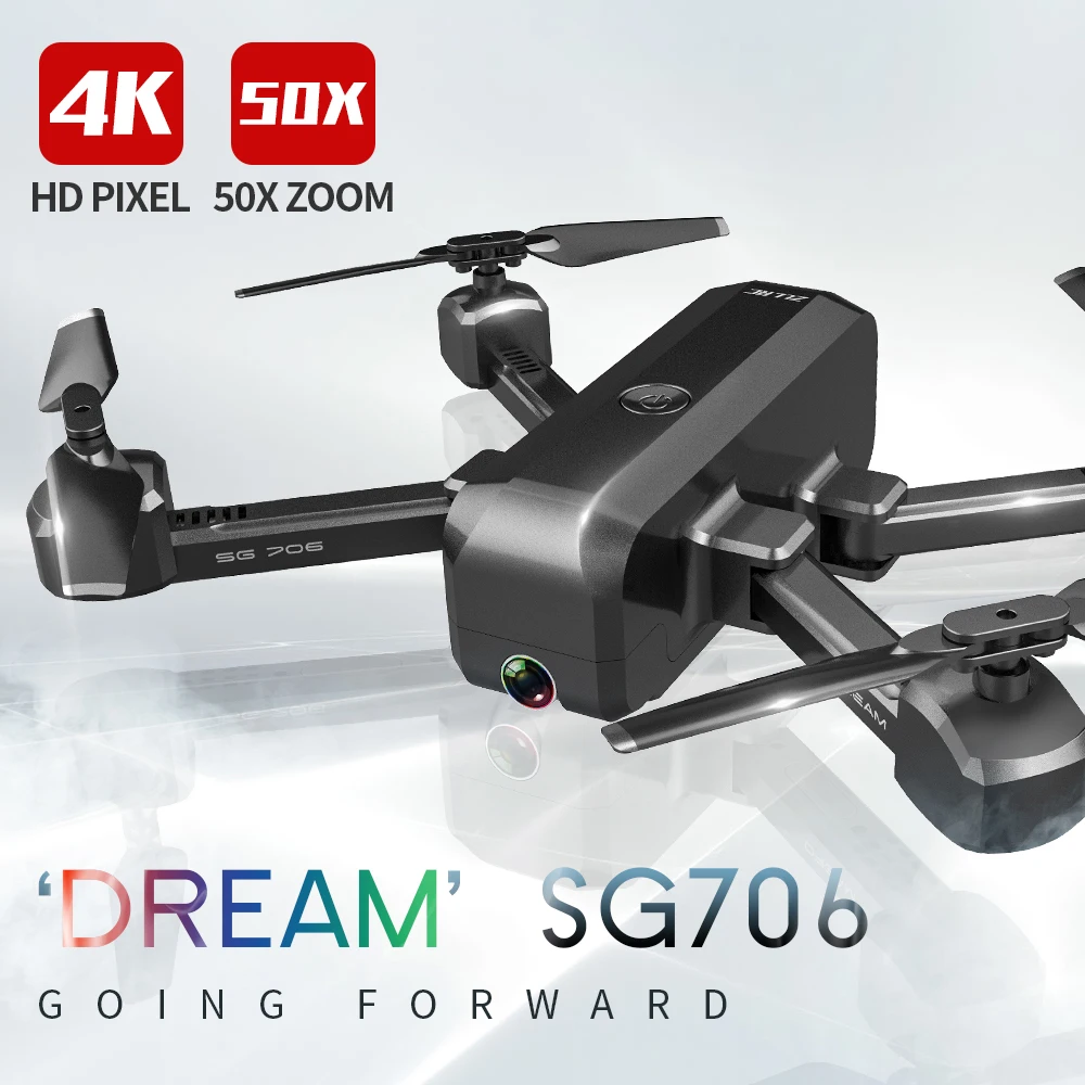 RC Quadcopter SG706 Drone 4K HD широкоугольная Двойная камера Wi-Fi FPV складной оптический поток