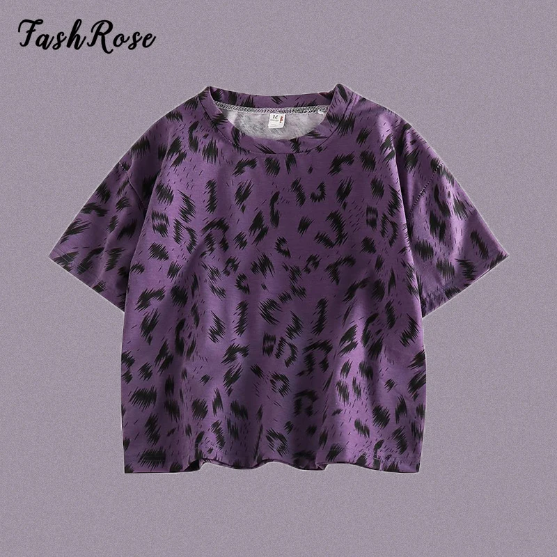

FASHROSE Printing Purple Japanese Streetwear T-shirts