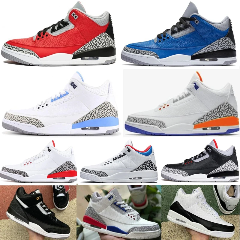 

2021 New 3s Men Basketball Shoes Royal Fire Red UNC Sports Sneakers Classic Elements Crackle Black Cement TINKER Grateful