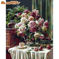 ruopoty frame europ flowers hand painted oil painting modern wall art picture for unique gift