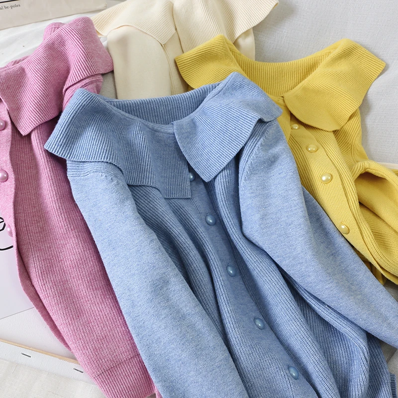 Cute sweater Autumn Winter Women Sweater Cardigans V neck Knit Girls Outwear Korean Chic Tops |