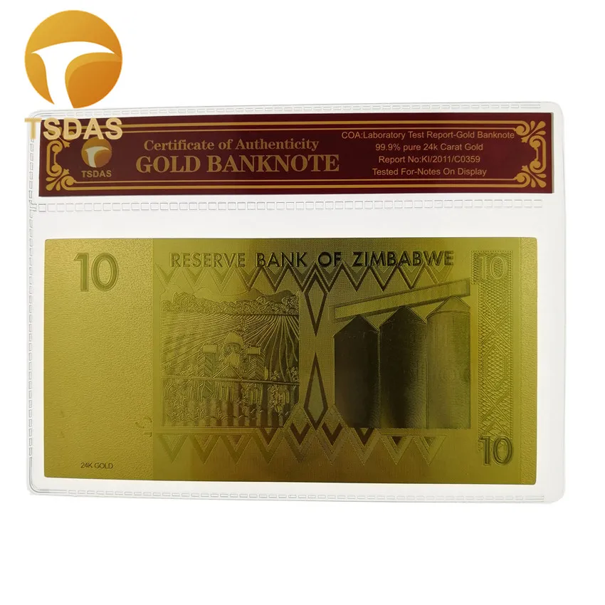 Цветные Позолоченные банкноты с рамкой COA в Зимбабве для коллекции декора | Дом и