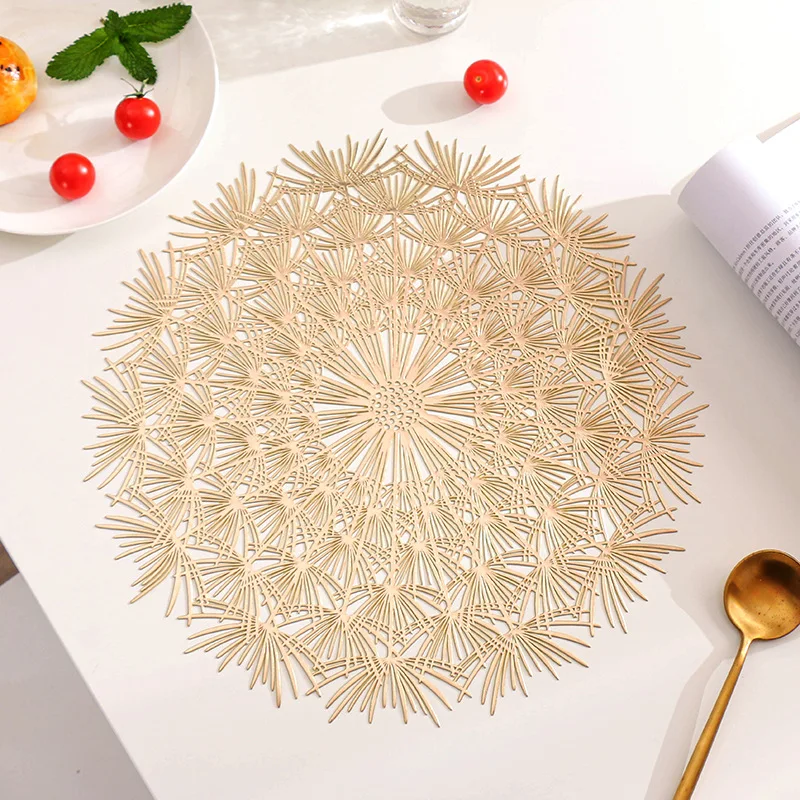 

INS Dandelion PVC Hollow Placemat Round Coaster Pads Heat Insulation Cup Mats Nordic Style Table Placemats Home Decor Tableware
