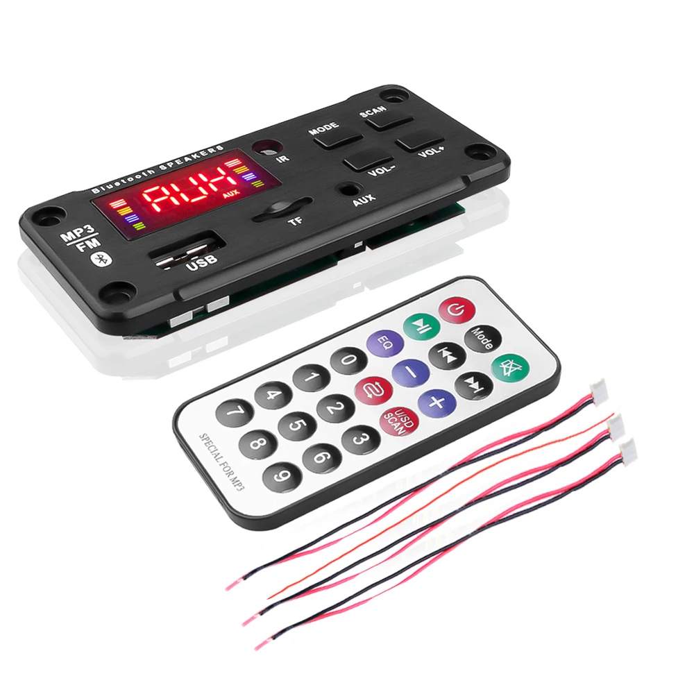 

kebidumei 12v*50W Amplifier MP3 Decoder Board Color Screen Bluetooth V5.0 Car MP3 Player USB Recording Module FM AUX Radio