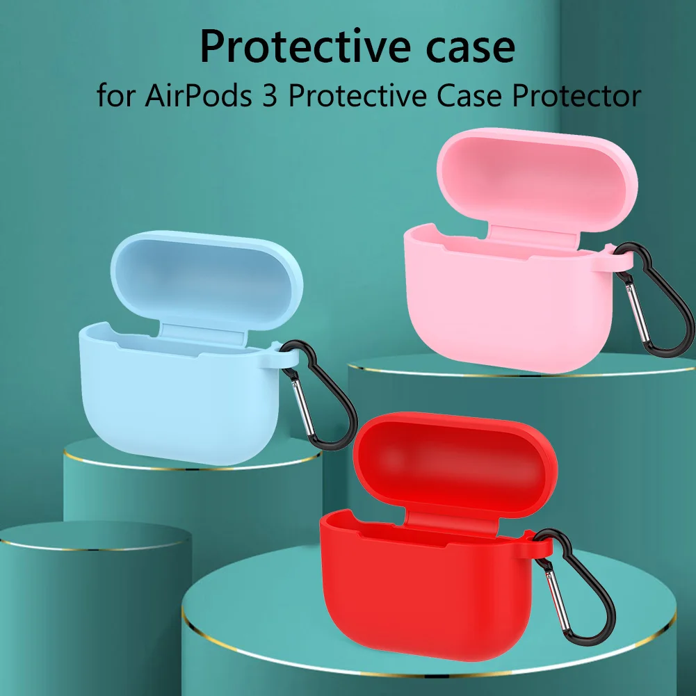 

Bluetooth-Compatible Earphone Cover for AirPods 3 Protective Case Protector with Hook Anti-Dust Silicone Shell Decor Accessory