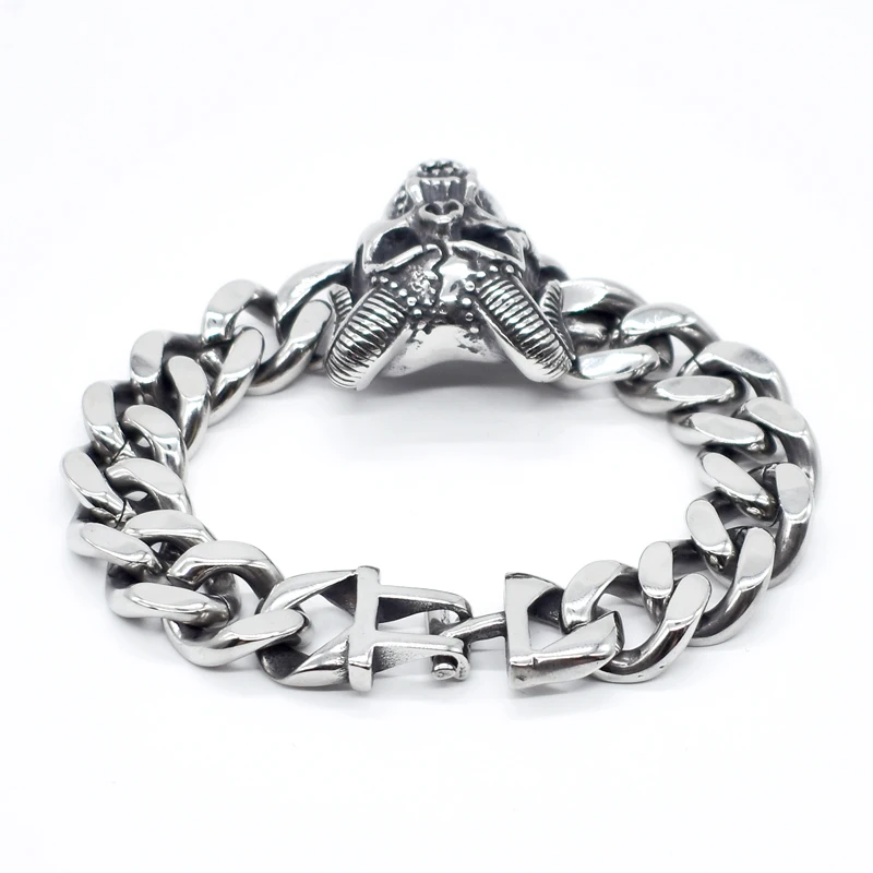 AMUMIU 2021 браслет с черепом 316L из нержавеющей стали большой тяжелый мужской