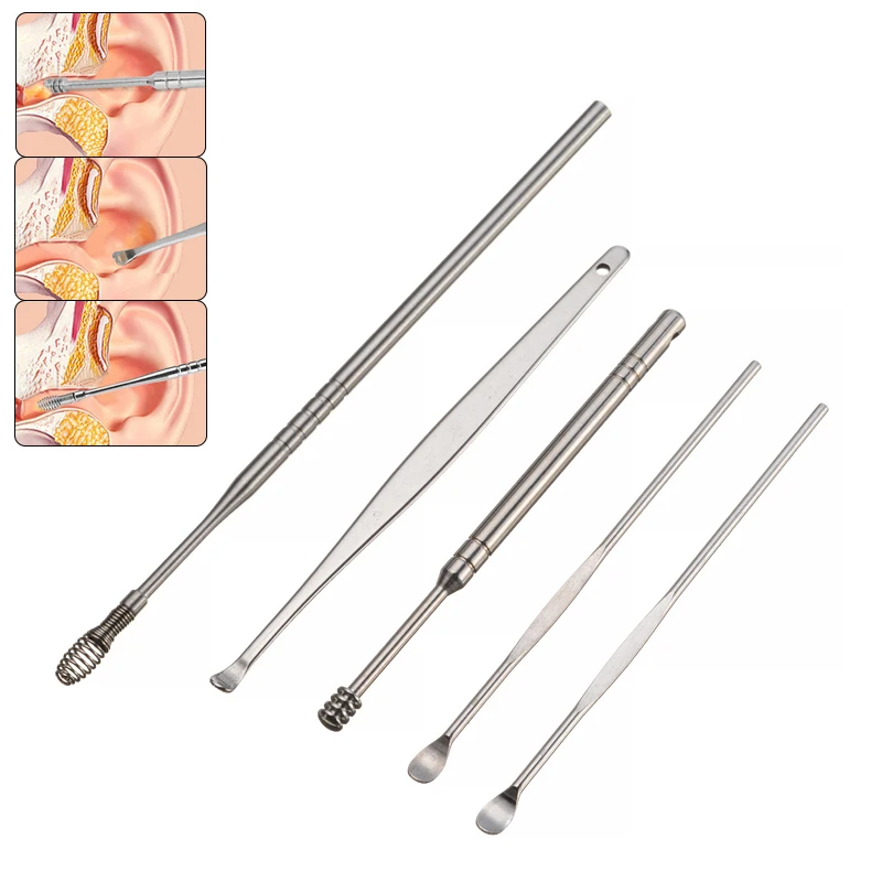 5 шт./компл. из нержавеющей стали для чистки ушей восковая кюретка удаления