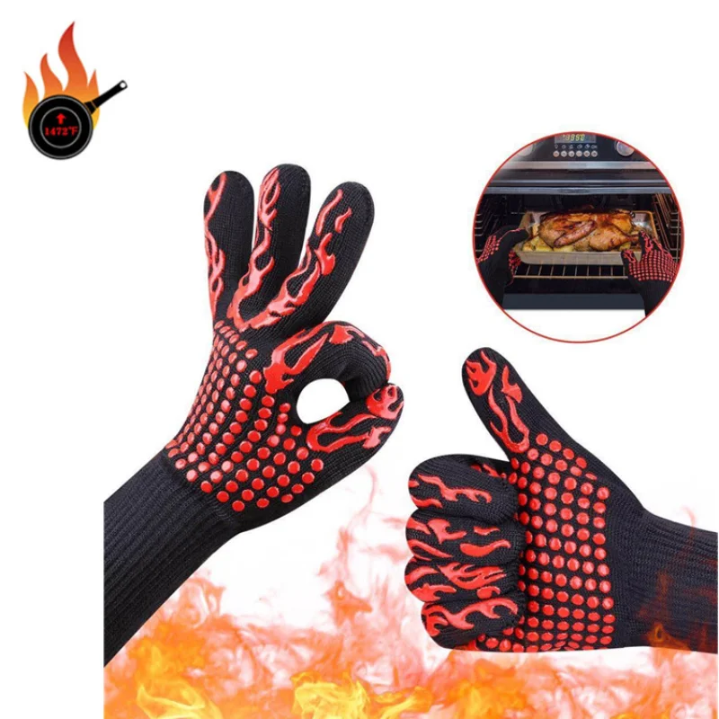 

Single BBQ Barbecue Gloves Silica Gel High Temperature Resistance 800 °C 1472 °F Heat Insulation Anti Scalding Microwave Oven