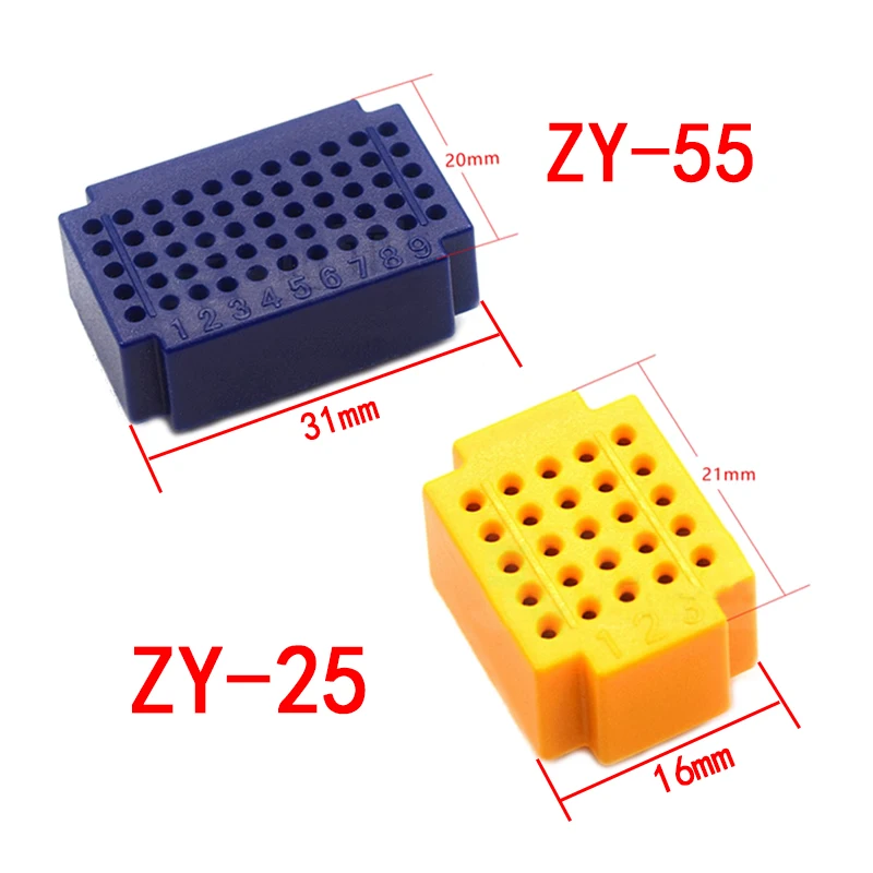 7pcs/1set ZY-25/55 ZY25 mini solderless breadboard PCB board test solder Free | Электронные компоненты и
