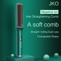 professional hair straightener curler negative ion liquid crystal display perm smoothing brush comb styler hairdressing tool