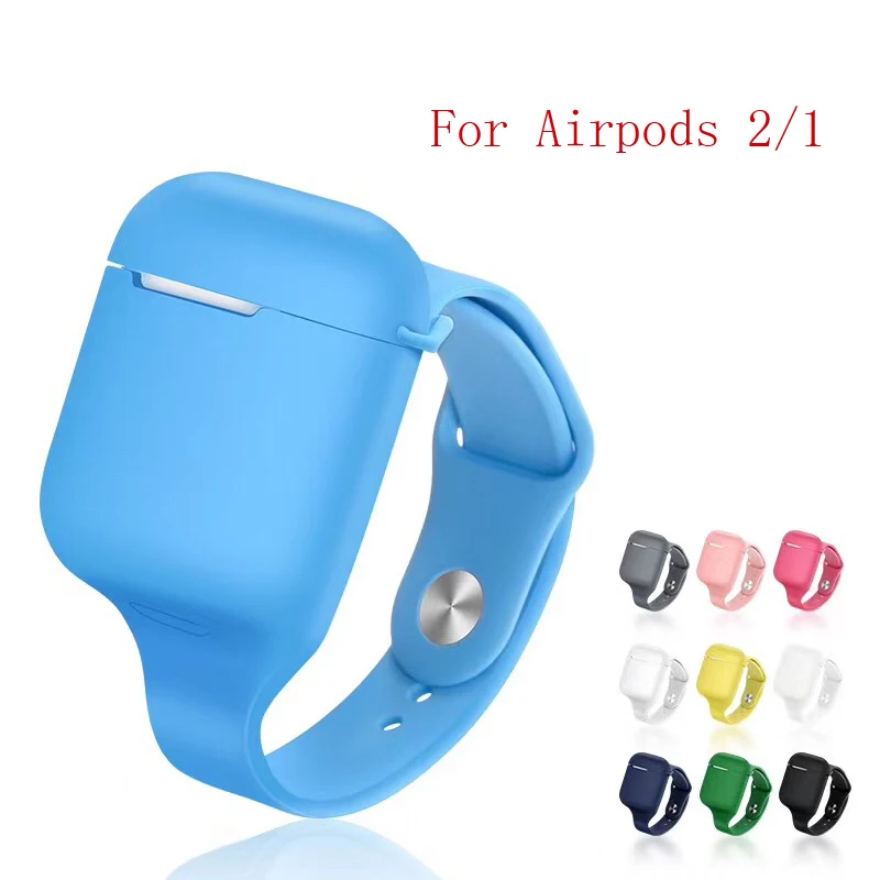 Спортивный силиконовый чехол для AirPods 2 наушников на запястье Air Pods 1 мягкий