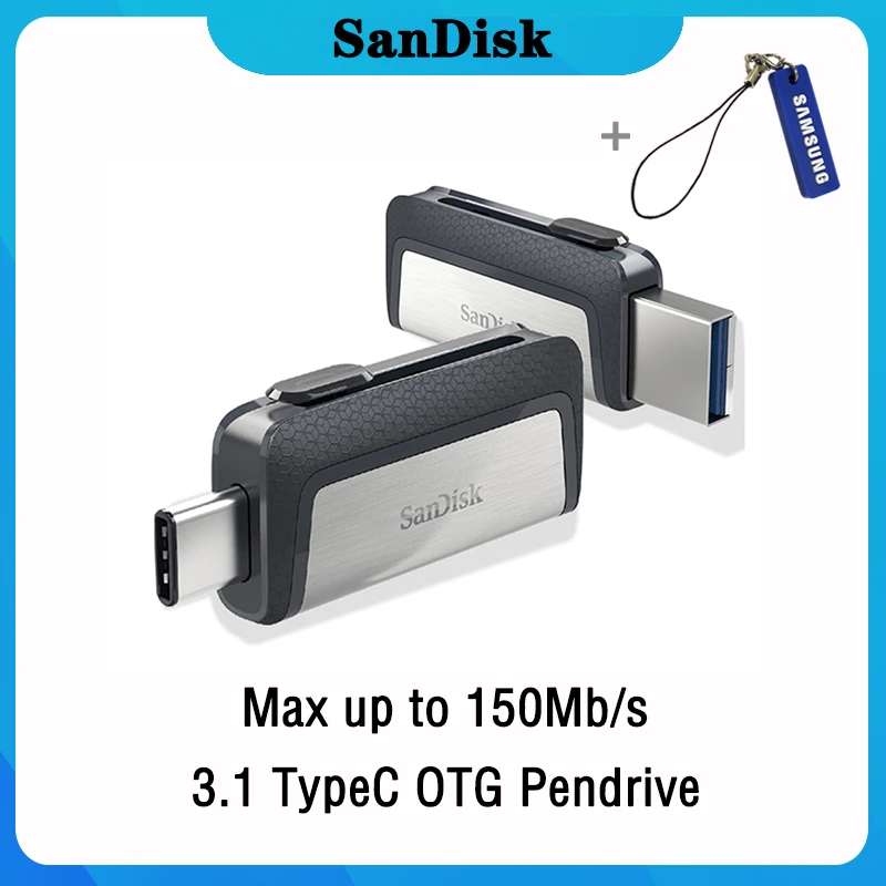 USB флеш накопитель sandisk type C OTG 64 128 ГБ флешка 32 256 3 1 диск на ключ память для
