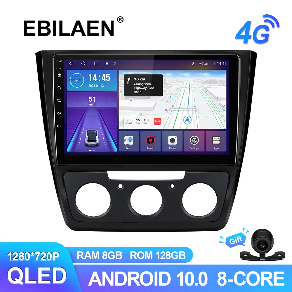 

EBILAEN Android 10,0 автомобильный радиоплеер для Skoda Yeti 2009-2014 GPS-навигация видеомагнитофон 6 + 128G беспроводная камера Carplay RDS
