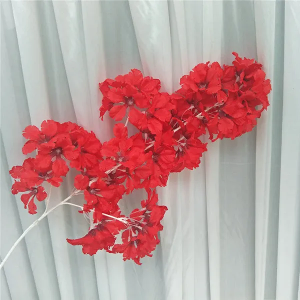 red-85cm 102 см, шелковая Гортензия, белая ветка, дрейфующий снег, Сакура, искусственные цветы, вишня, цветы для дома, свадьбы, арка, декоративный искусственный цветок - Цвет: red-85cm