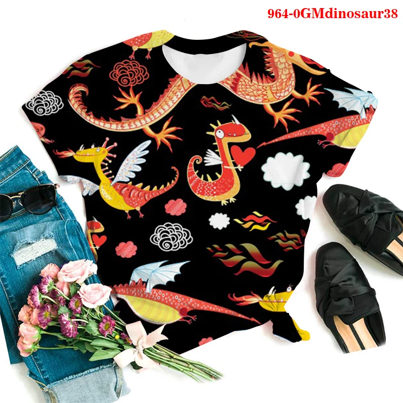

T Shirts Men T Shirt Clothing Dinosaur Print Gothic T Shirts for Women Men Pullover Tops Cartoon Funny Womens Graphic T Shirts