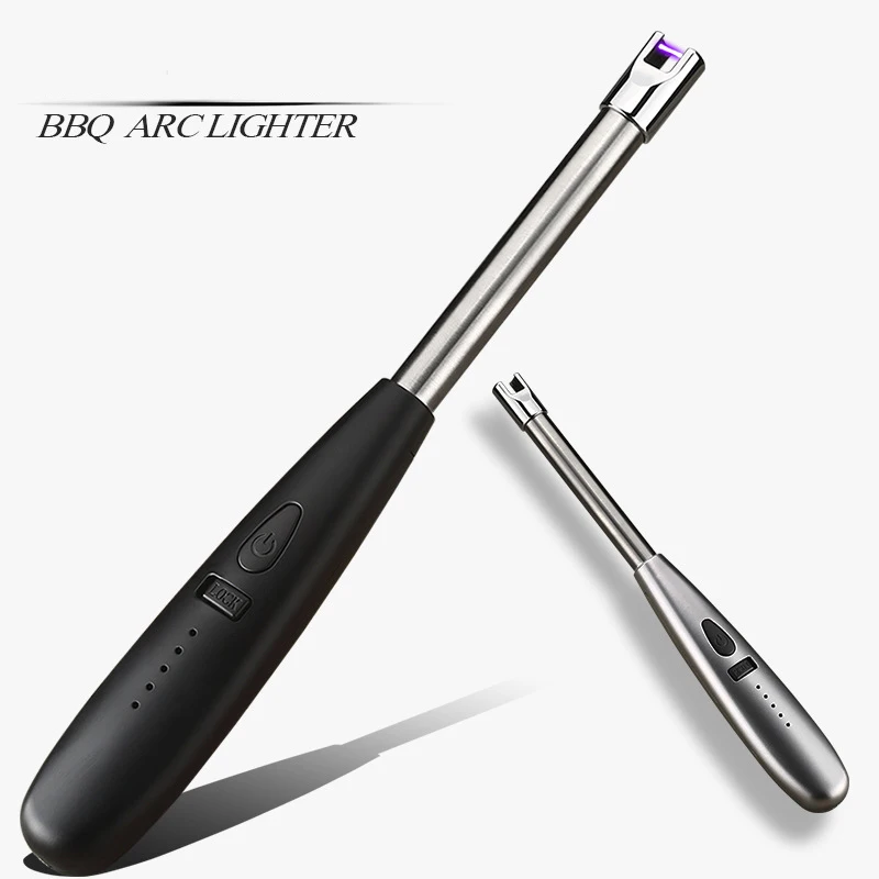 

New BBQ LED USB Electric Rechargeable Long Kitchen Gas Stove Lighter Windproof Plasma Arc Flameless Candle Lighters Outdoor