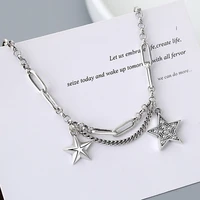 korean fashion retro smooth star necklace exquisite zircon pendant charm womens necklace collarbone chain wedding jewelry