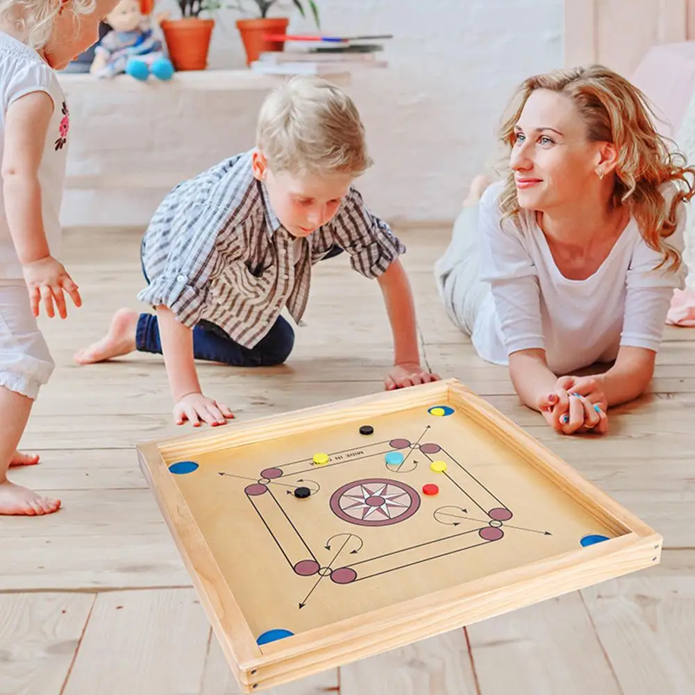 Carrom настольная игра доска круглая без заусенцев деревянная пазл для двух игроков