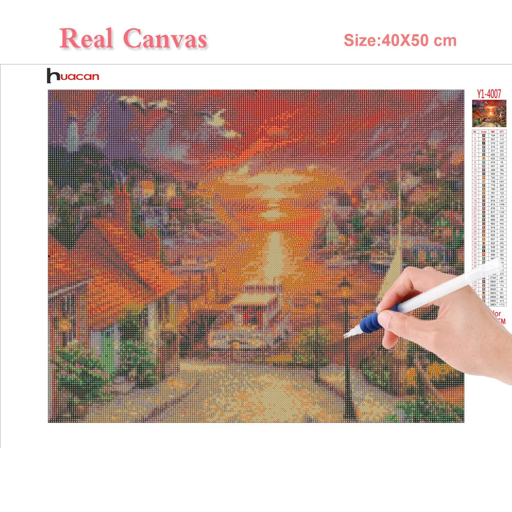 huacan new diamond painting full squareround landscape 5d diy diamonds embroidery house kits decorations home free global shipping