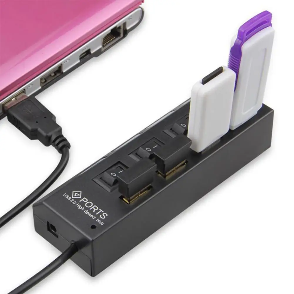 

USB 2.0 Hub 4-Port On/Off Switch High Speed HUB Adapter For PC For iPad For Tablet I6U6