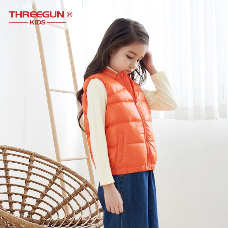 THREEGUN KIDS/Детский жилет на утином пуху для девочек и мальчиков 90% с воротником