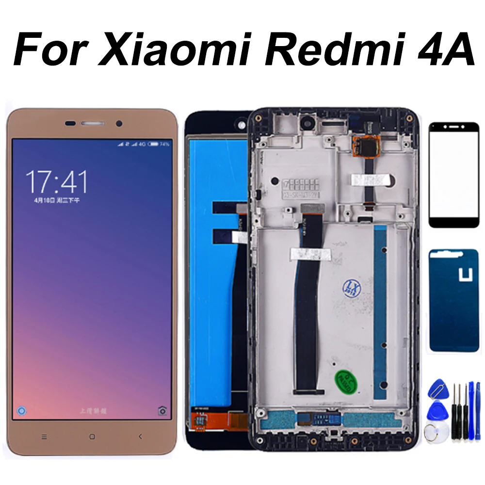 ЖК-дисплей для Xiaomi Redmi 4A кодирующий преобразователь сенсорного экрана в сборе сменная рамка 1280*720 5,0 дюйма для Redmi 4A lcd