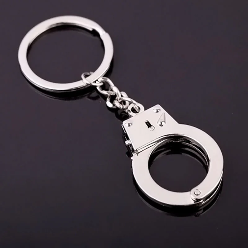 

1pc Alloy Police Double Handcuffs Key Chain Auto Keyring Key Holder Car Keychain Bag Charm Pendant Accessories Gift