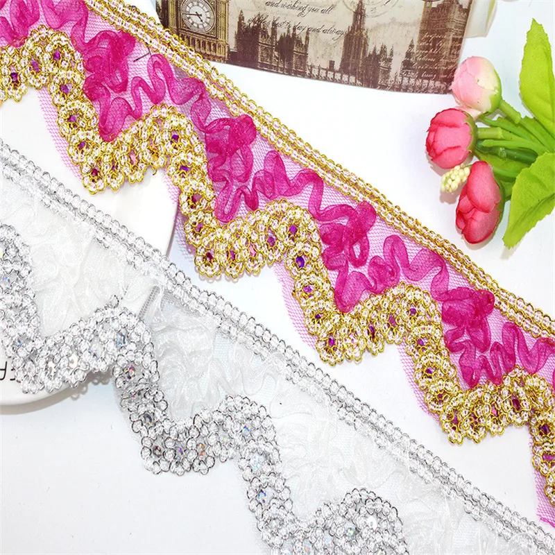 Оптовая продажа 10 ярдов Золотая кружевная лента европейские аксессуары для