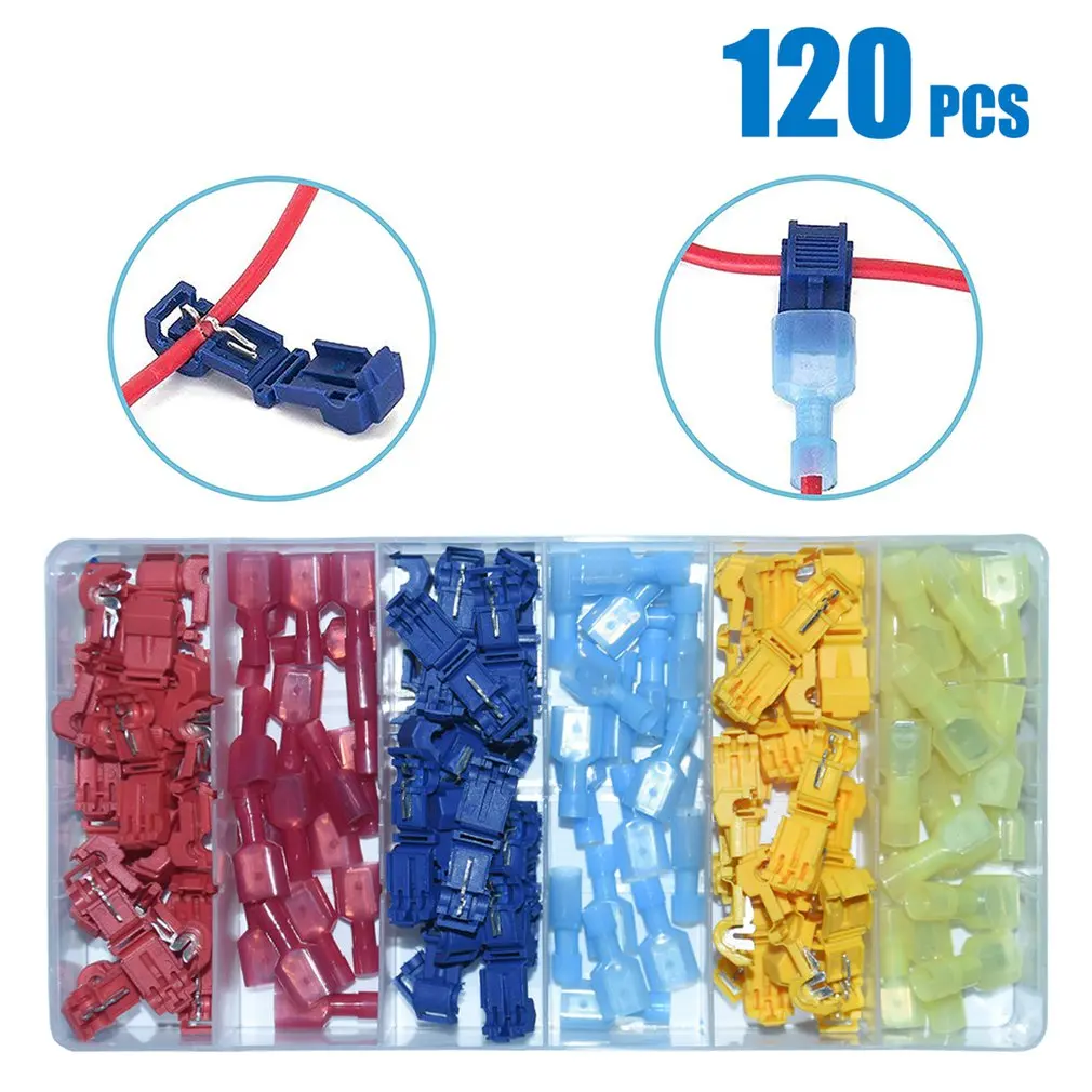 

120PCS/240PCS T-tap Wire Connector Self-peeling Quick Connector Wire Terminal Insulation Convex Quick Disconnect Spade Terminal