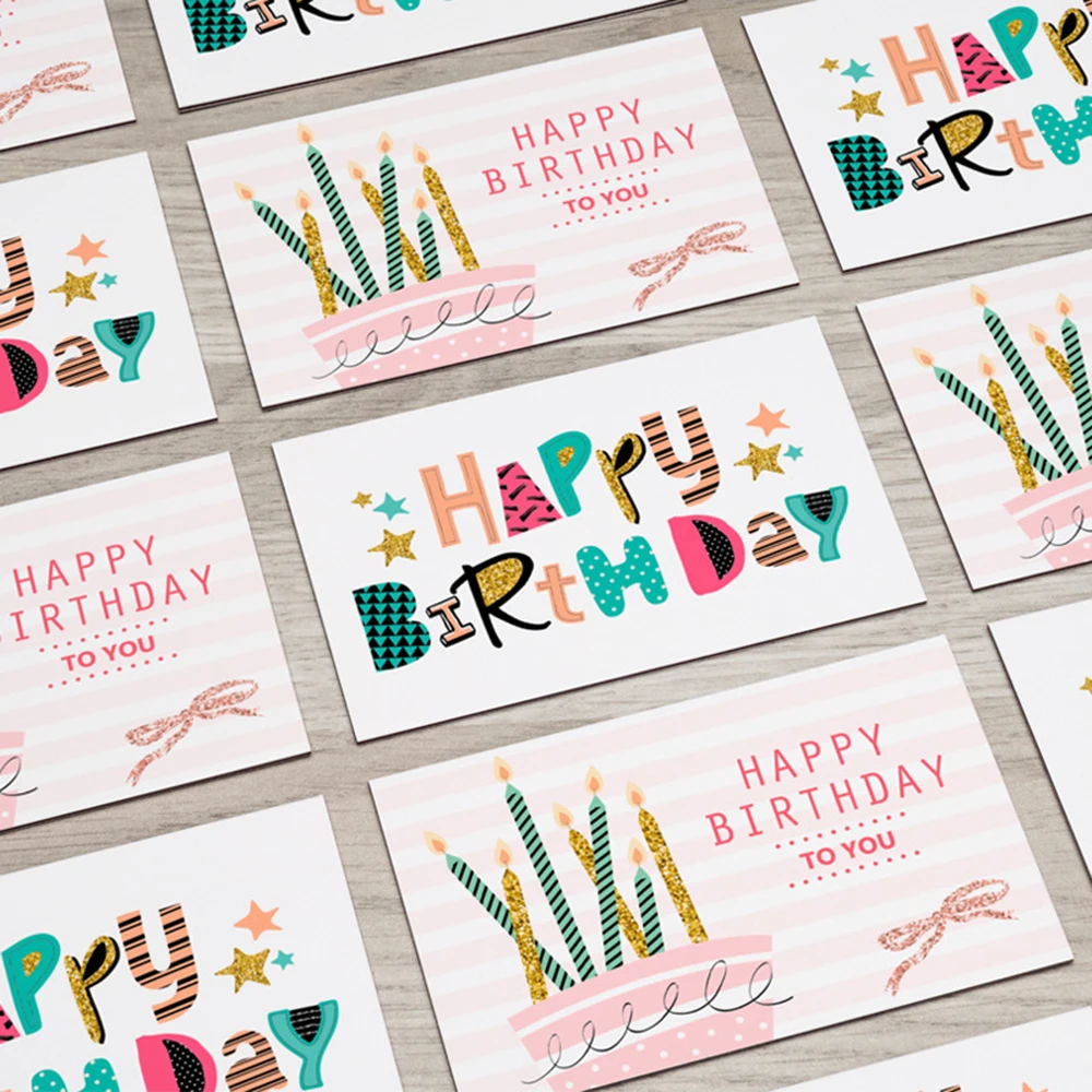 

36pcs Happy Birthday Cards Large Cute Printed Painting Card Postcards Birthday Gift Decorations