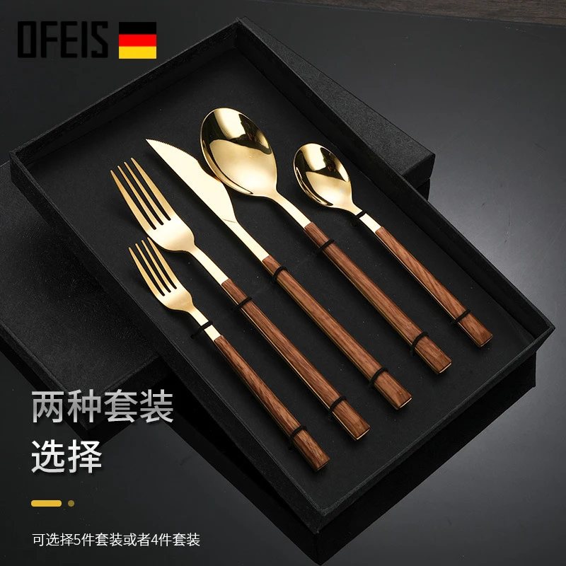 

Fashion Luxury Tableware Reusable Modern Utensil Knife And Fork Set Nordic Gift Set Juegos De Vajilla Kitchen Tableware BK50DC