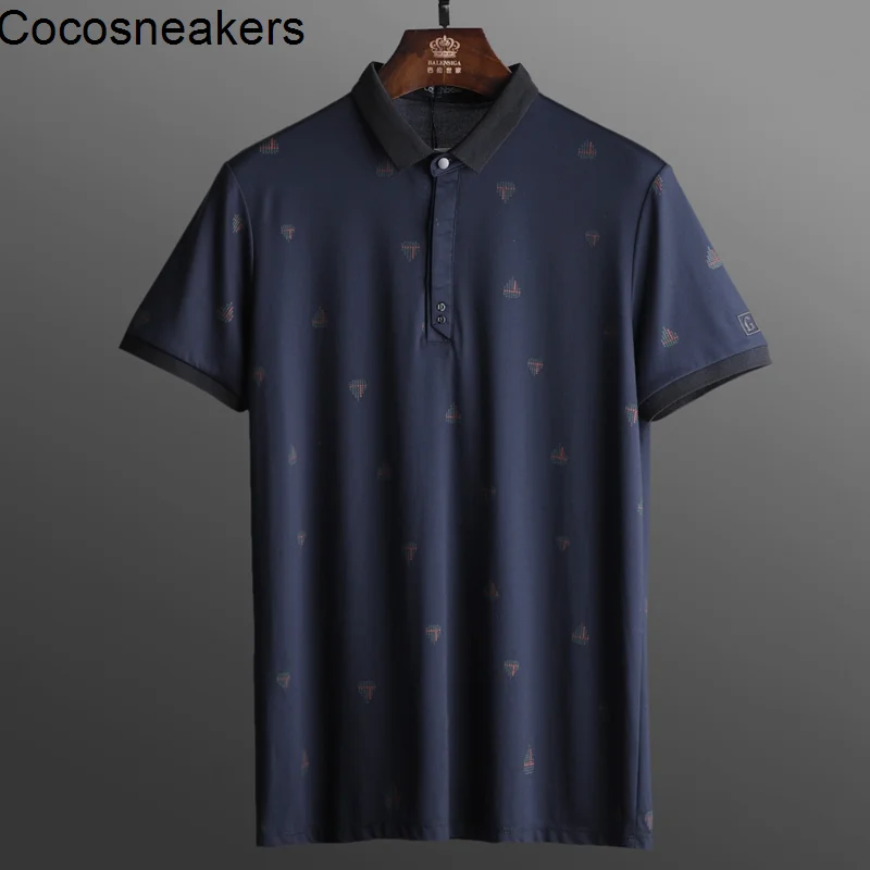 

New Silky, comfortable and breathable summer Lapel small fresh young men's literary short sleeve T-shirt casual T-shirt