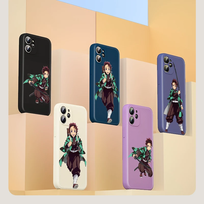 

Anime Demon Slayer Tanjirou for Apple iPhone 13 12 Pro Max Mini 11 Pro XS Max X XR 6S 6 7 8 Plus Liquid Silicone Soft Phone Case