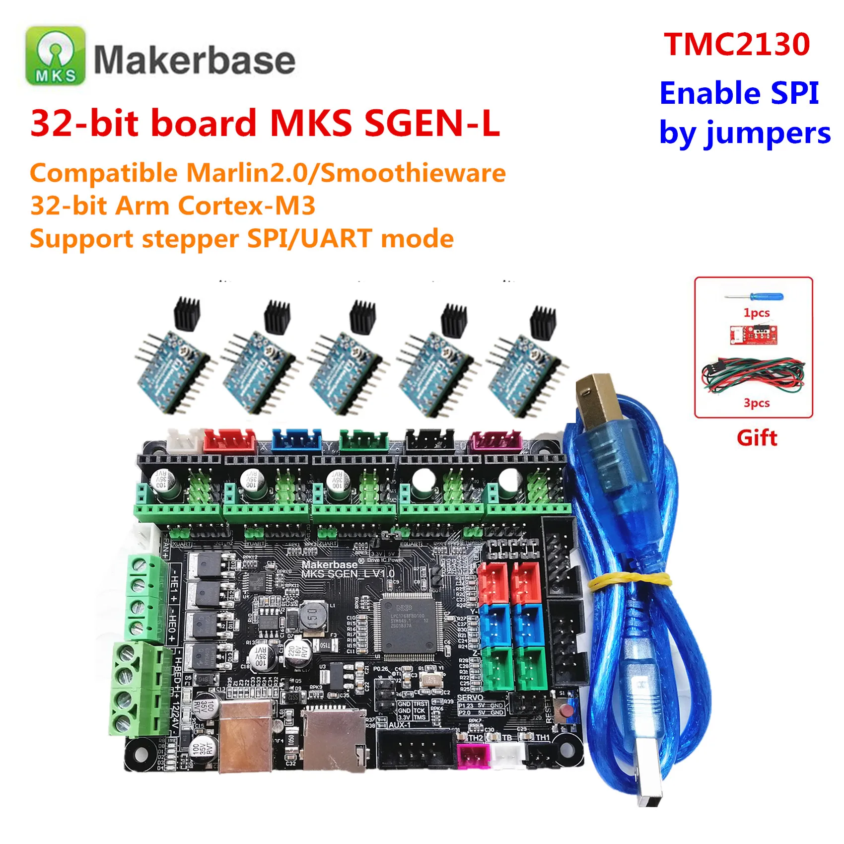 3d принтер обновление материнская плата MKS SGEN_L панель управления 32 бит Arm Cortex-M3+ шаговый Драйвер запчасти похожие BIGTREETECH SKR V1.3